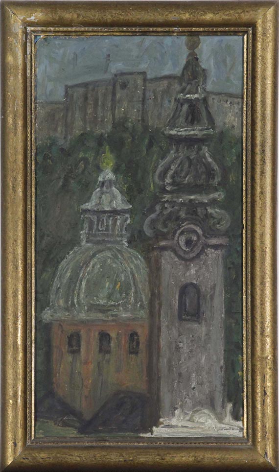 Max Peiffer Watenphul - Türme von St. Peter in Salzburg (Salzburger Kuppeln mit Blick auf Hohensalzburg) - Frame image