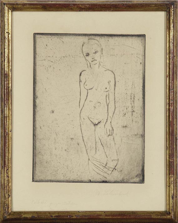 Wilhelm Lehmbruck - Junges Mädchen, Gewand fallen lassend - Frame image