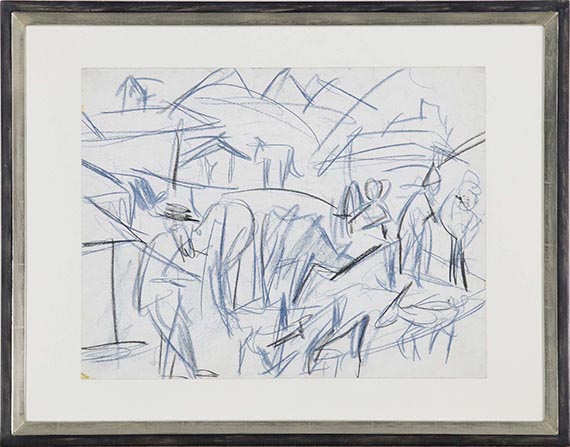 Ernst Ludwig Kirchner - Bauern und Tiere auf der Stafelalp - Frame image