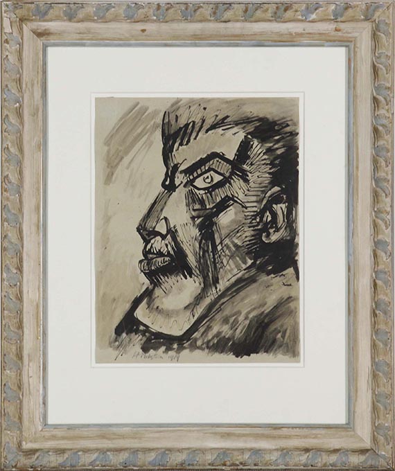 Hermann Max Pechstein - Blaues Gesicht - Frame image