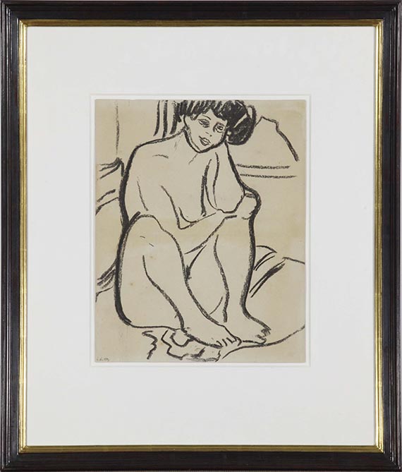 Ernst Ludwig Kirchner - Dodo nackt am Boden sitzend - Frame image