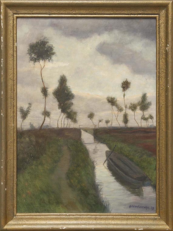 Otto Modersohn - Abend am Moorkanal - Frame image