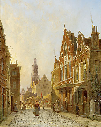 Pieter Cornelis Dommersen - Straßenszene in Winschoten, Groningen