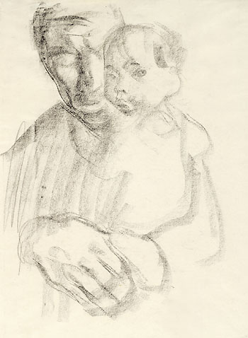 Käthe Kollwitz - Mann, ein Kind auf dem Arm