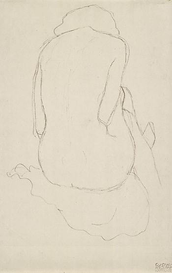 Gustav Klimt - Sitzender weiblicher Rückenakt