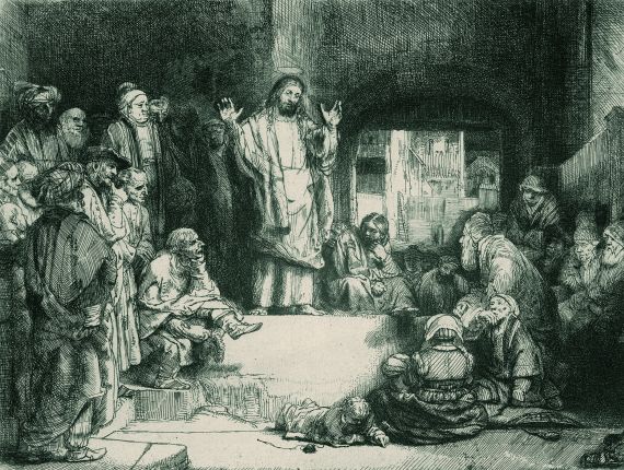 Harmensz. van Rijn Rembrandt - Christus predigend. - Genannt: La petit Tombe