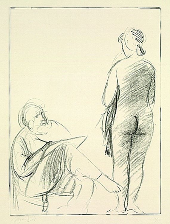 Giacomo Manzù - Pittore seduto e modella di schiena
