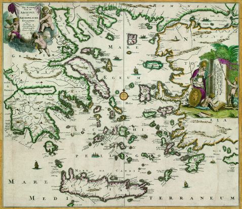 Griechenland - Zee Kaerte van de Archipel en Archipelsche Eylanden.