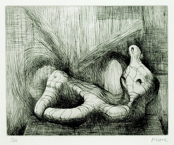 Henry Moore - Reclining figure Piranesi background II