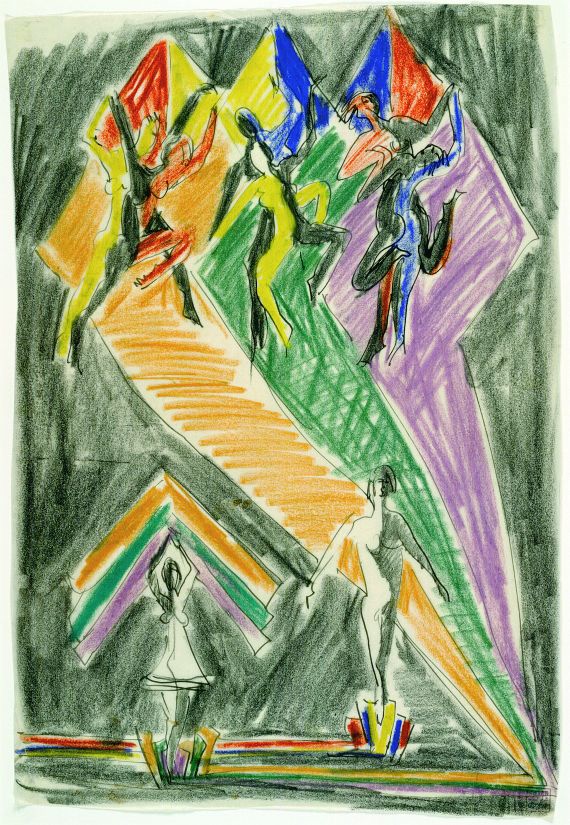 Ernst Ludwig Kirchner - Tanzende Mädchen in farbigen Strahlen