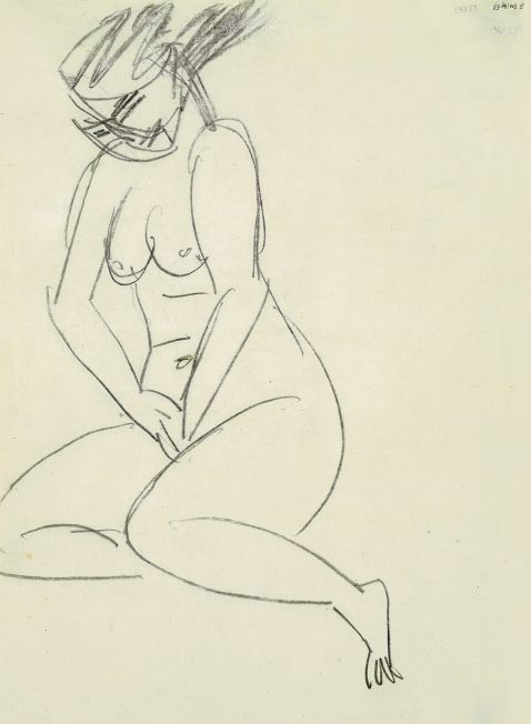 Ernst Ludwig Kirchner - Sitzender weiblicher Akt, die Hände im Schoß