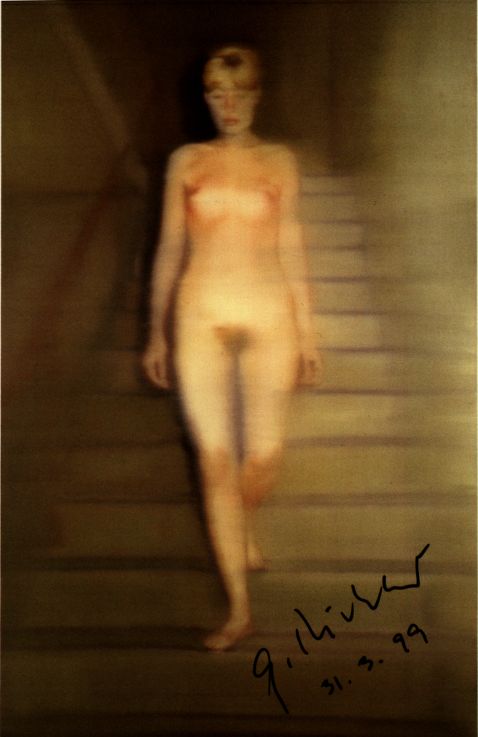 Gerhard Richter - 4 Postkarten: Ema-Akt auf einer Treppe. 4.6.84. Claudius. Abstraktes Bild Nr. 494