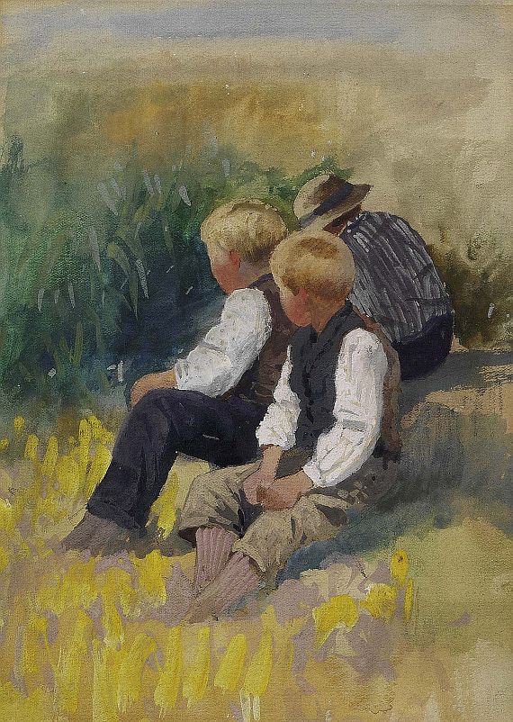 Friedrich Schwinge - Drei sitzende Jungen