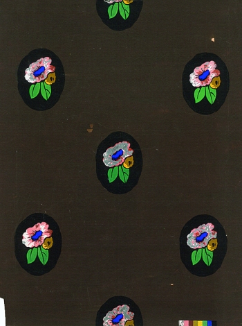 Raoul Dufy - Médaillons de Fleurs sur Fond Brun