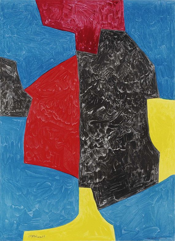 Serge Poliakoff - Composition rouge, bleue, jaune et noir