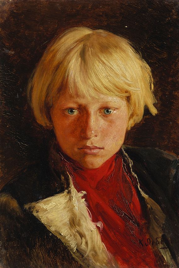 Klavdiy Vasilievich Lebedev - Porträt eines Jungen mit blondem Haar