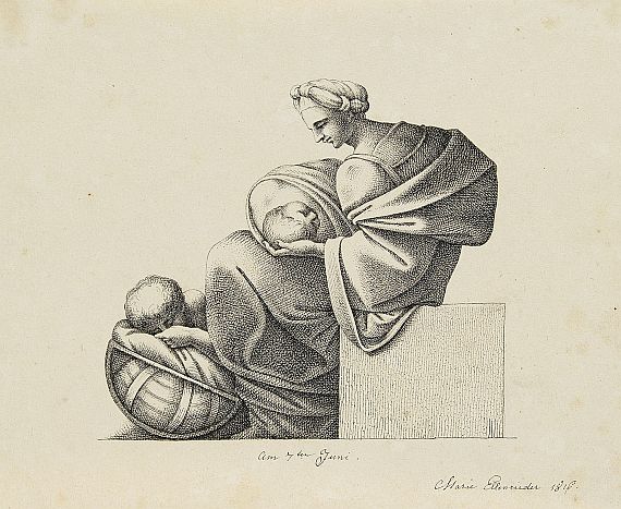 Maria Ellenrieder - Mutter mit zwei schlafenden Kindern