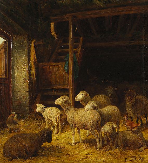 Albert Heinrich Brendel - Schafe im Stall