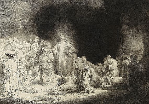 Harmensz. van Rijn Rembrandt - Christus heilt die Kranken. - Genannt: Das Hundertguldenblatt