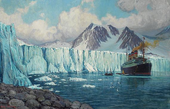 Alexander Kircher - HAPAG Dampfer "Reliance" (oder "Resolute") in der Magdalenenbucht auf Spitzbergen