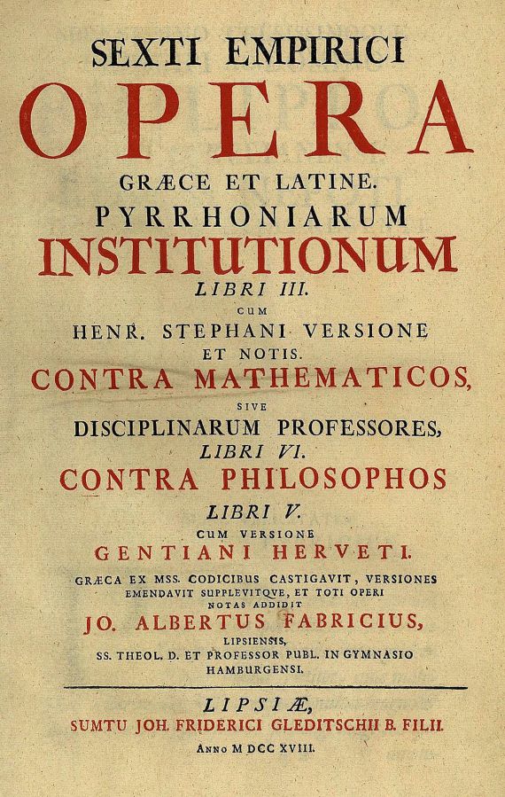 Sextus Empiricus - Sexti empirici opera
