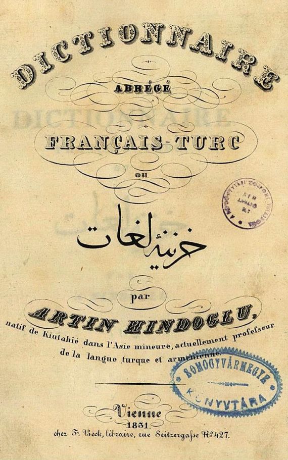Artin Hindoglu - Dictionnaire abrégé Trancais-Turc