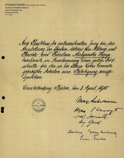 Max Liebermann - Schriftstück m. U. 1910. - 1 Beigabe.