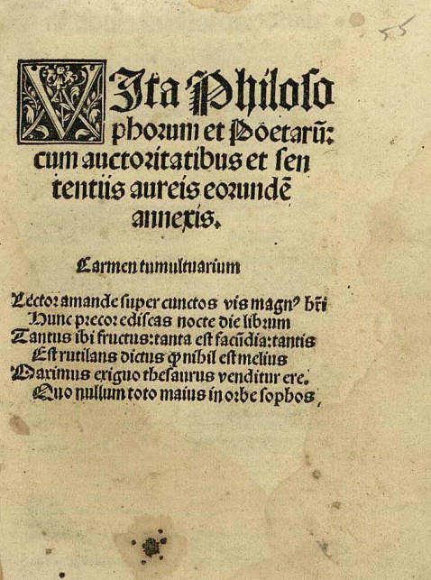 Walter Burley - Vita philosophorum. 1516.