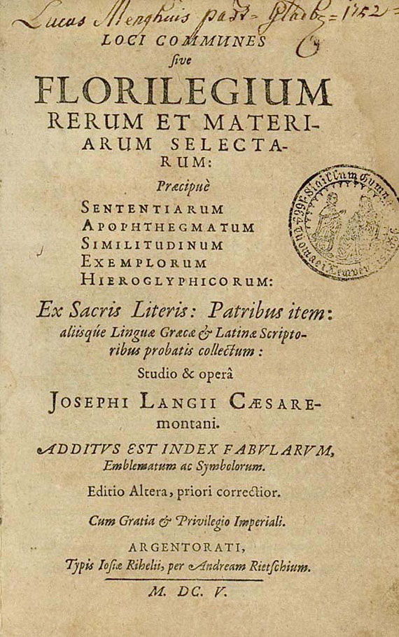 Joseph Lang - Florilegium. 1605