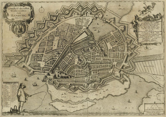  Hamburg - Grundtriß der Edlen Weitberumbten Statt Hamburg. Anno 1651.