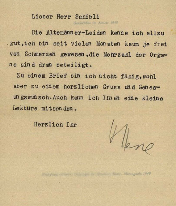 Hermann Hesse - An einen jungen Künstler. 1949