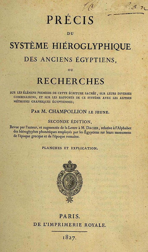   - Précis du système hiéroglyphique, 2 Bde. 1827