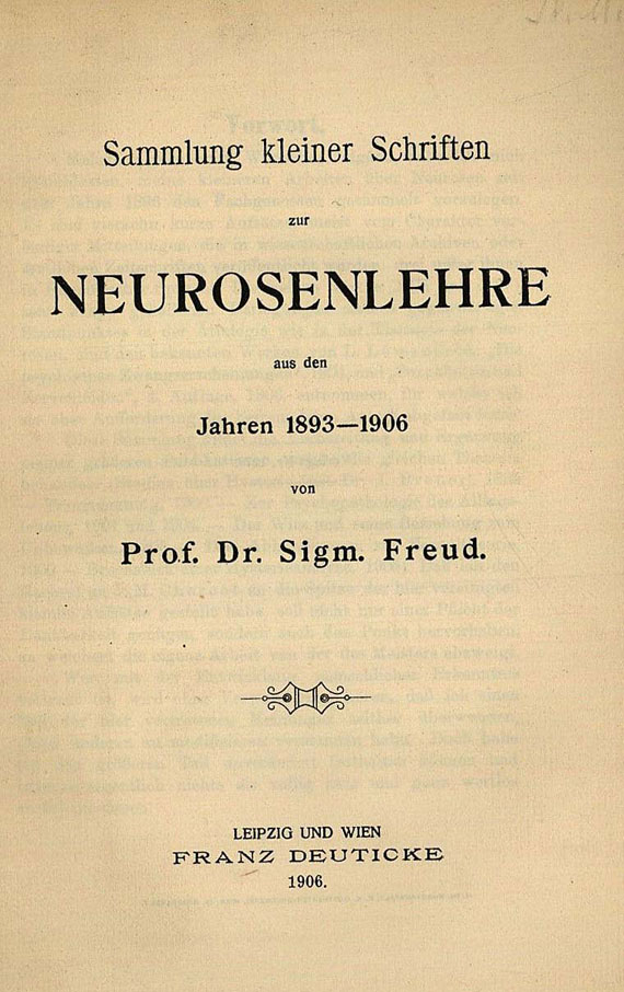 Siegmund Freud - zur Neurosenlehre aus den Jahren 1893-1906. 1906