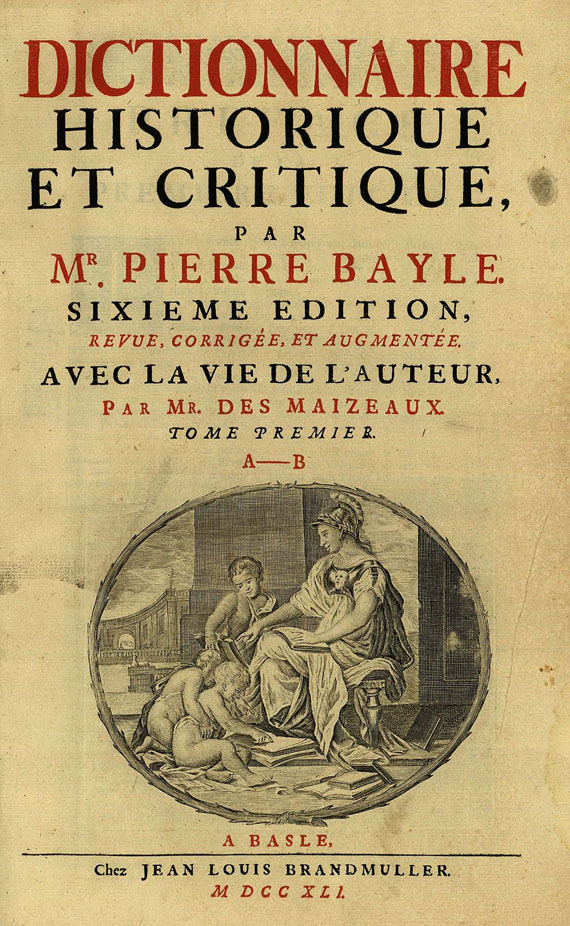 Pierre Bayle - Dictionnaire historique et critique, 4 Bde. 1726