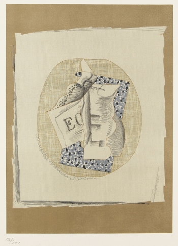 Georges Braque - 3 Bll.: Valse. La bouteille 1914. Verre et journal 1914