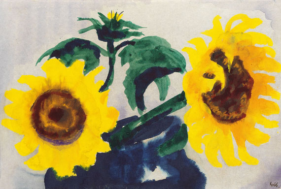 Emil Nolde - Sonnenblumen in blauer Vase