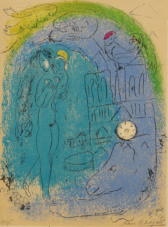 Marc Chagall - Mère et enfant devant Notre-Dame
