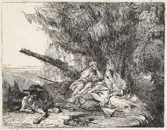 Giovanni Domenico Tiepolo - Heilige Familie in einem Wald rastend