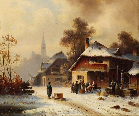 Anton Doll - Dorfszene im Winter