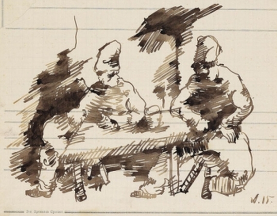 Wilhelm Morgner - 2 Männer am Tisch