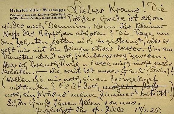 Heinrich Zille - Autograph. Mutter wächst so ne Wurst? 14.1.1926 (51)