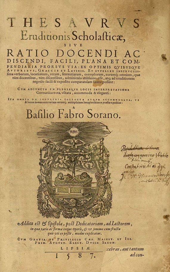 Basilius Faber - Thesaurus, Lexikon lat. griech. dt. 1587