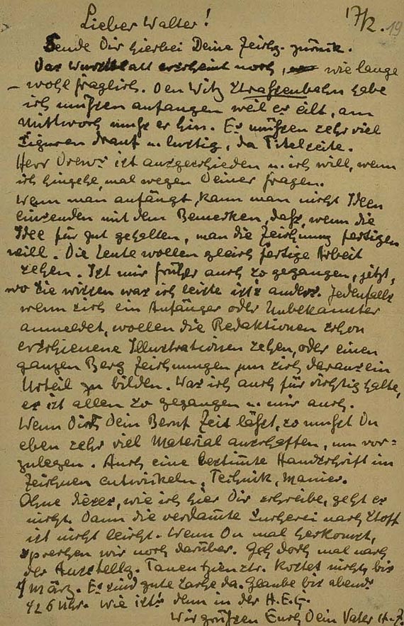 Heinrich Zille - Autograph. An Walter Zille 17.02.1919 (46)