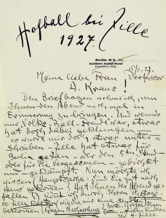 Heinrich Zille - Autograph. Hofball bei Zille 1927 (21)