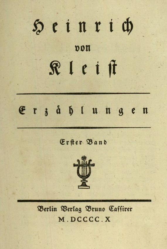 Karl Walser - Kleist, H. von, Erzählungen. 3 Bde. 1910