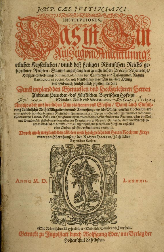 Andrea Perneder - Caes. justiniani institutiones (19). 1592