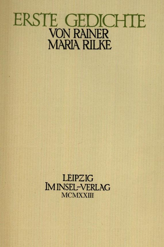 Rainer Maria Rilke - Erste Gedichte. 1923
