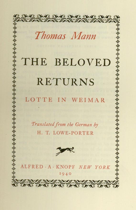 Thomas Mann - The beloved returns. 1940