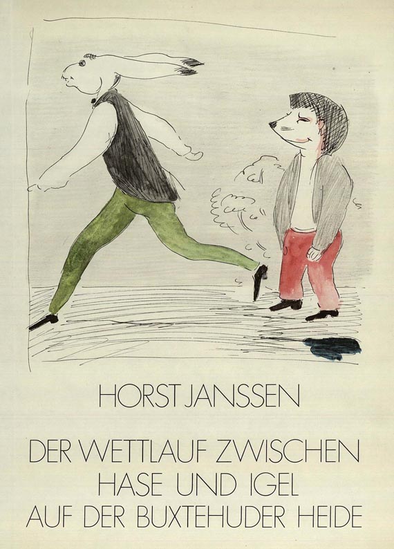 Horst Janssen - Hase und Igel. Mit O-Zeichnung von Janssen. 1973