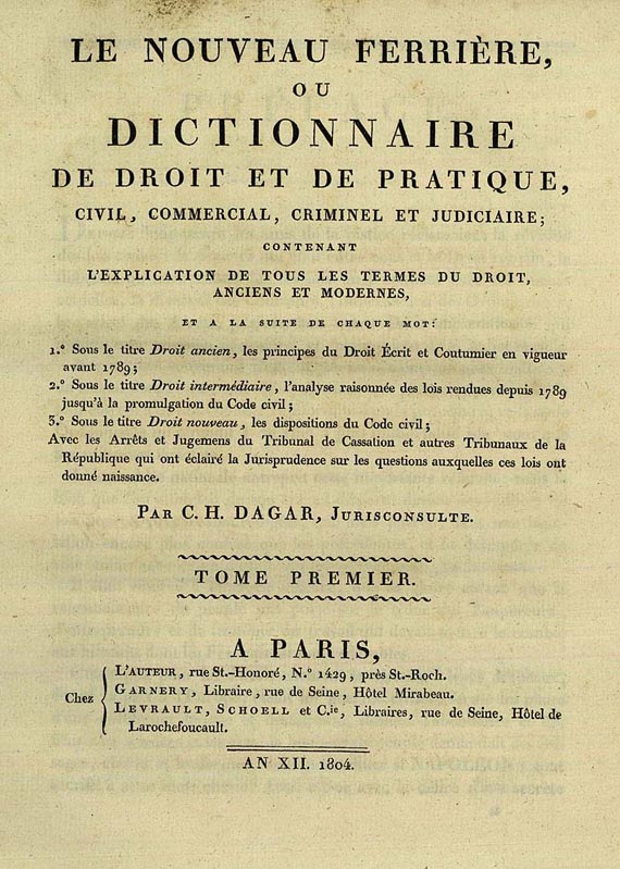 C. H. Dagar - Le Nouveau Ferrière. 3 Bde. 1804